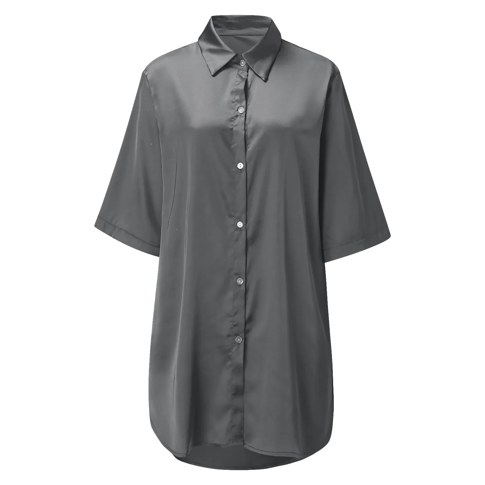 New Women's Solid Color Silky Comfortable Soft Pajamas Sexy Short Sleeve Nightshirt Smooth & Skin-Friendly Home Sleepwear Lounge
