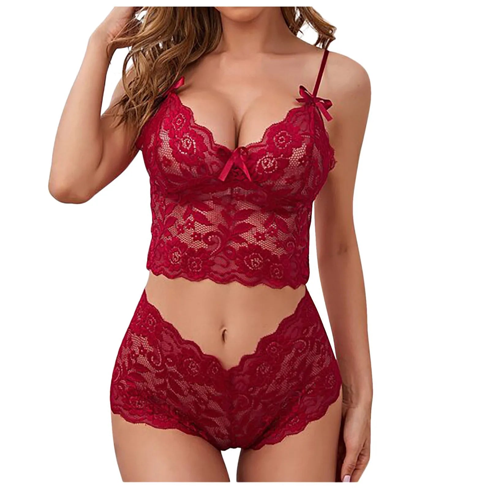 NEW Women Lace Bras Sets Female Non-padded Bra Panty Set Summer Bow Suspender Underwear Briefs Lady Sexy Lingerie Panties M L