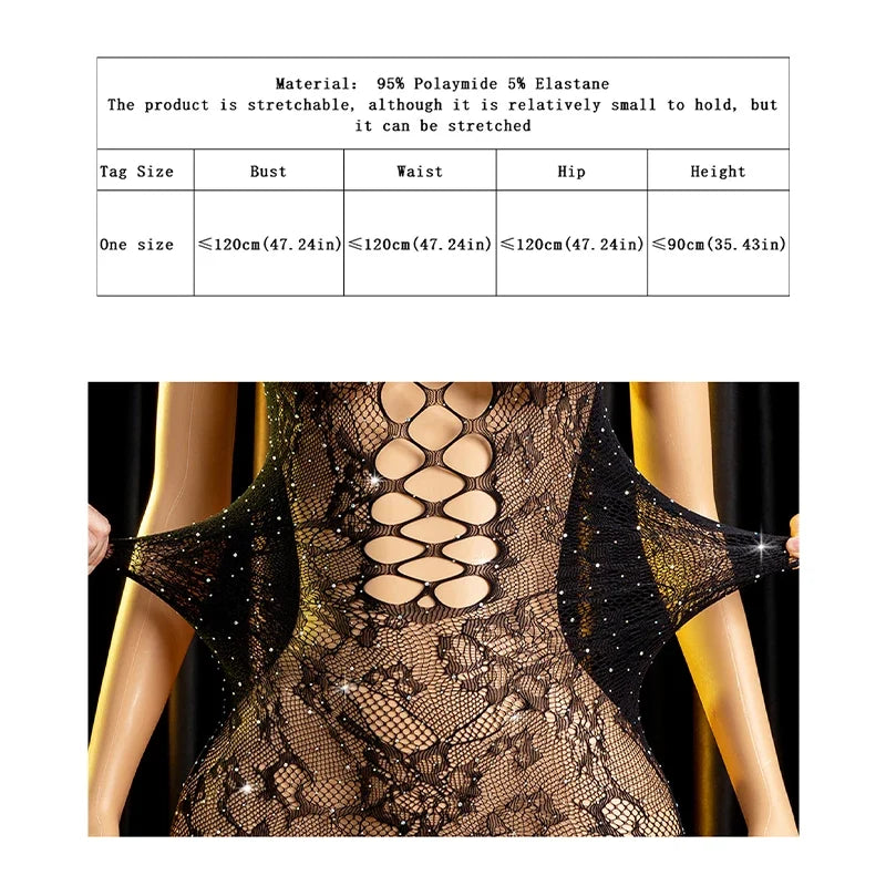 Women Sexy Fishnet  Cover Up, Sheer Bodycon Sleepwear See Through Beachwear Without Bikini