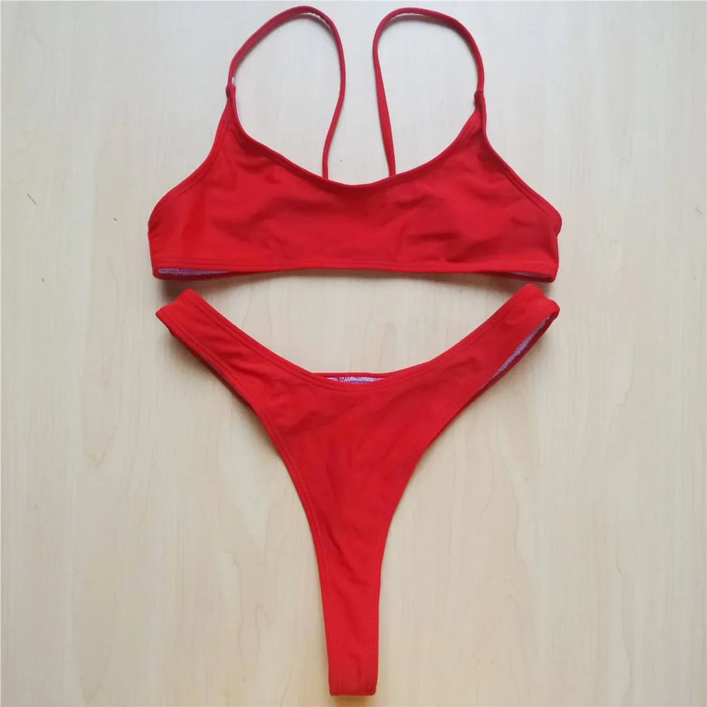 Sexy Black Tiny High Cut Leg Thong Bikini Female Swimsuit Women Swimwear Two-Pieces Bikini Set Bather Bathing Suit Swim V517C