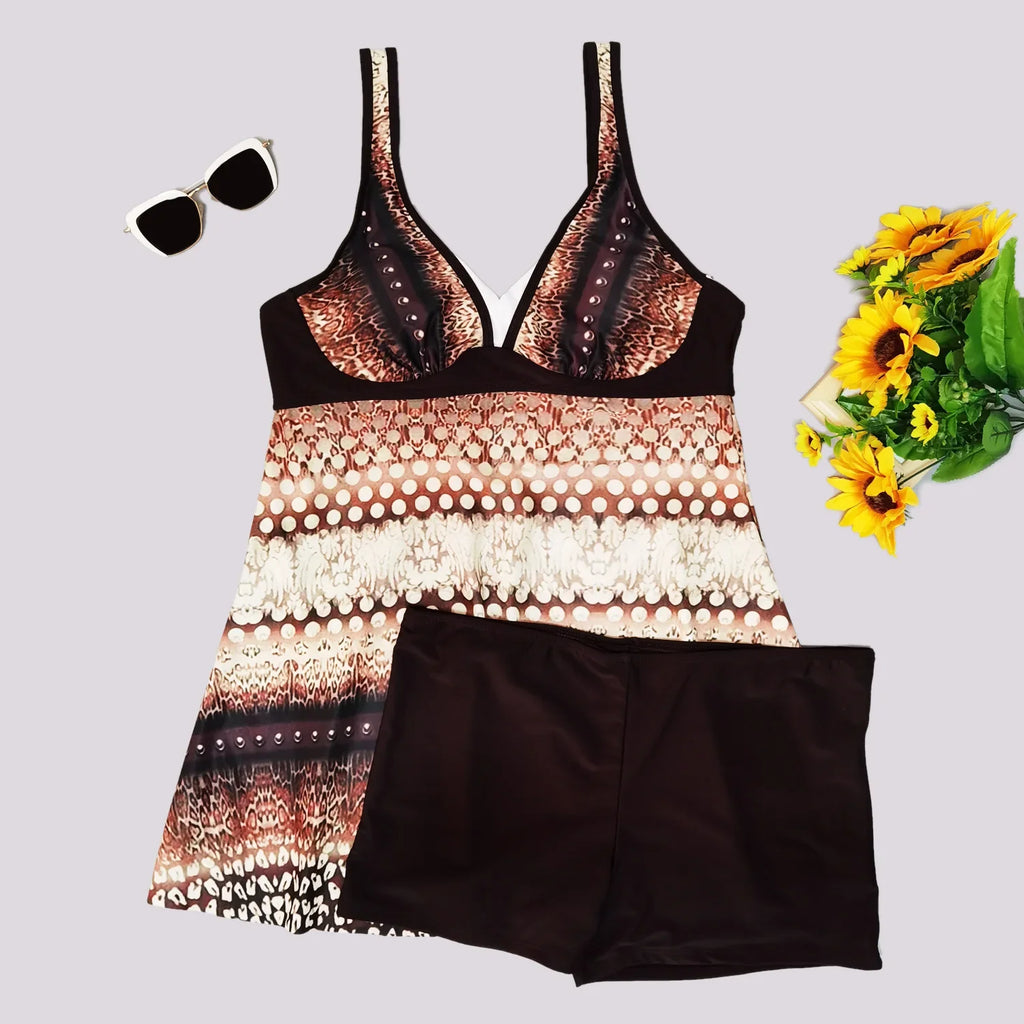 DEKA Women Plus Size Tankini Set Bikini Print Swimwear Brazilian Monokini Swimsuit Bodysuit Vintage Retro Bathing Suit