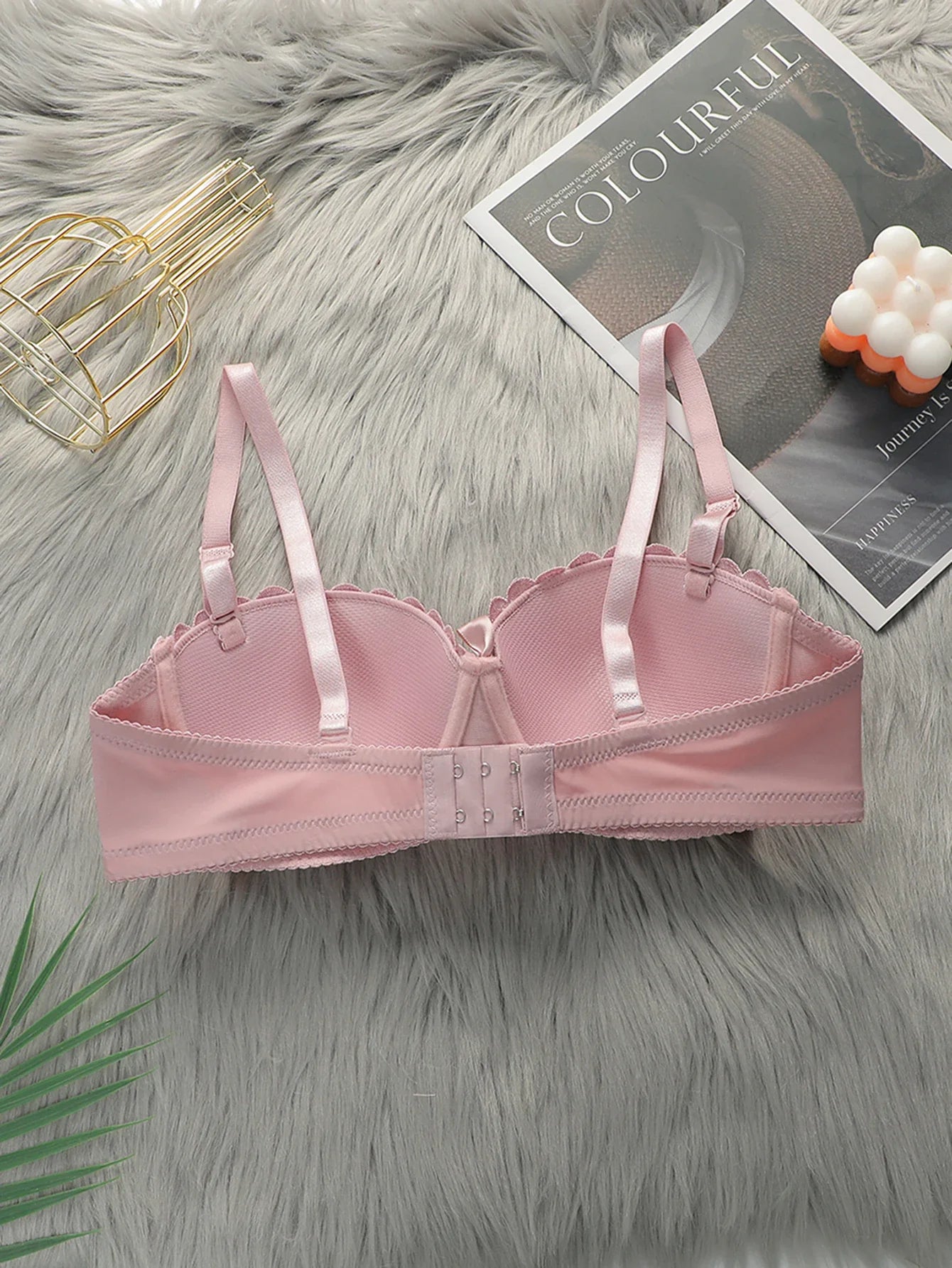 High Quality Pink Heavy Duty Lace Design Underwear Bow Daily Push Up Bra Sexy Lingerie Women With Steel Ring  J1903