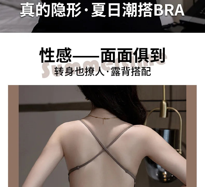 MOYISU Anti Slip Halter Bra for Small Chest, Push Up Enhancer Pads Rounded Shape, Invisible Seamless Cover No Show Lift Bralette