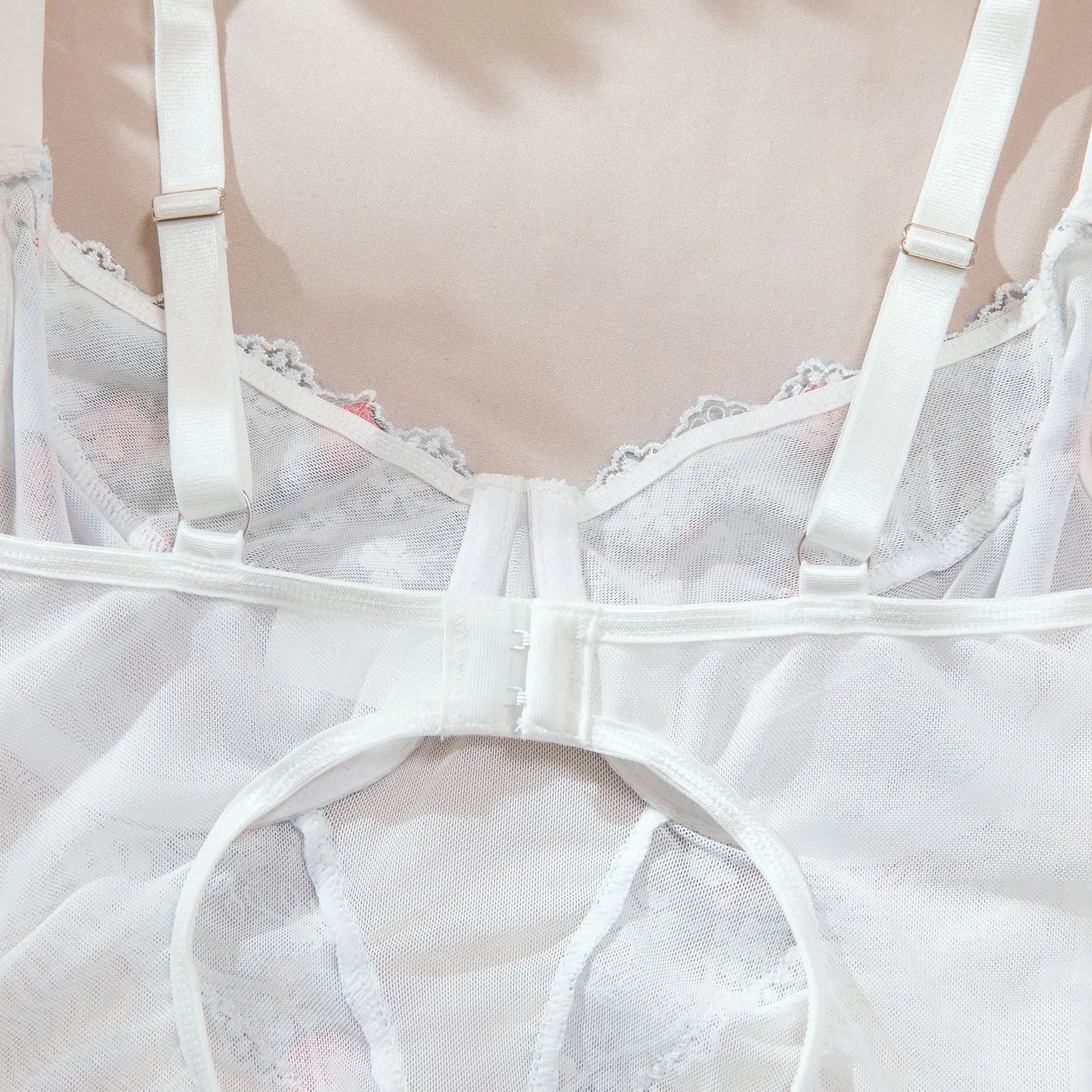 Toucheart Women Sexy Bodysuit Lace Printing See-through Skinny Plunge Romantic Hot Girls Interesting Leisure Sling Jumpsuit Set
