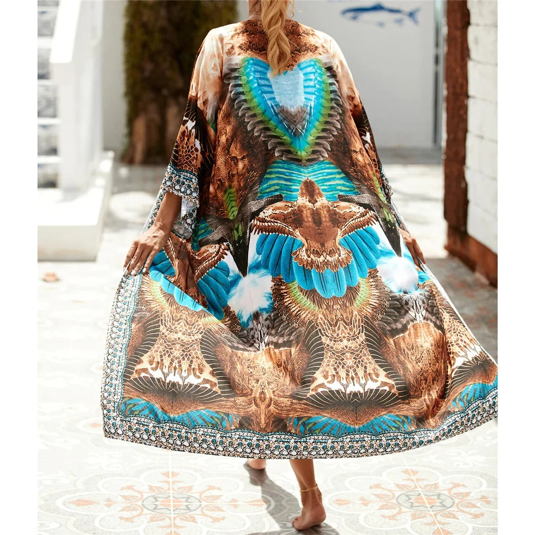 13 Colors Printed With Belt Crochet Knitted Tunic Beach Dress Beach Wear Beachwear Beach Cover Up Cover-upsFemale Women V7201