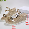 Metal Heart Gold Wedges Sandals Women Plus Size 43 Thick Sole Platform Sandles Woman 2026 Summer Non Slip Gladiator Sandals