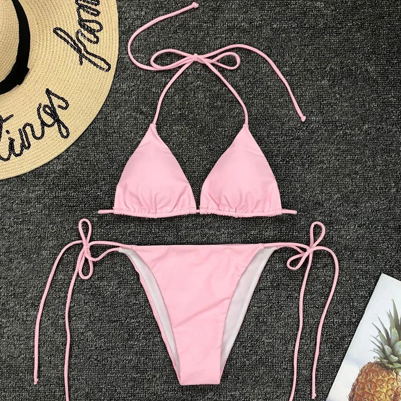 Sexy Neon Extreme Mini Micro String Bikini 2025 Women Swimsuit Female Swimwear Two-Piece Bikini Set Bathing Suit Swim Beach Wear