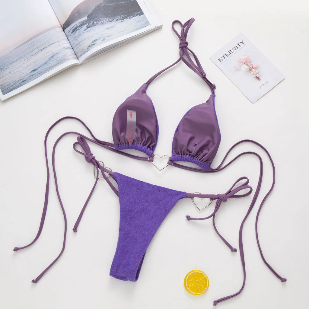DEKA Brazilian Cross Bandage Bikini Set Women Lover Swimsuit Halter Swimwear Push Up Bikini Beachwear Sexy Bathing Suit