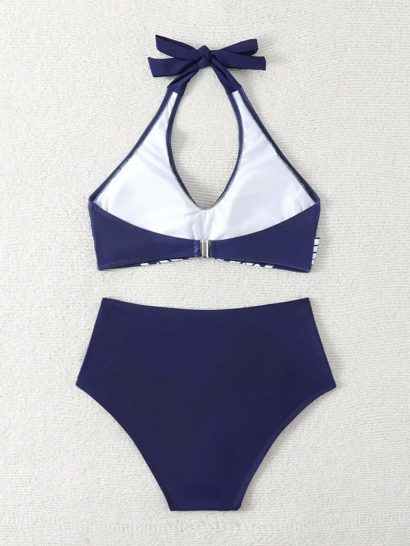 New Women High Waisted Halter Bikini Set Modest Triangle Tummy Control Swimwear Hot Spring Beach Vacation Summer Panties Sets