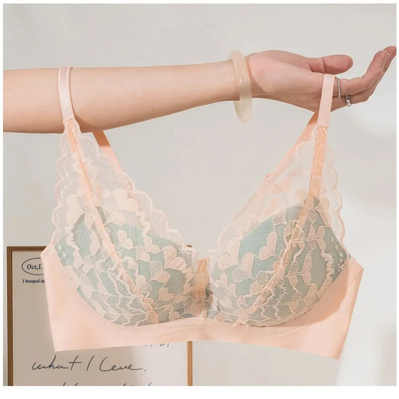 French Style Sexy Lace Underwear Set, Non-Padded Push Up Bra for Small Bust, Wirefree & Breathable, New Hot Bestseller MOYISU AB