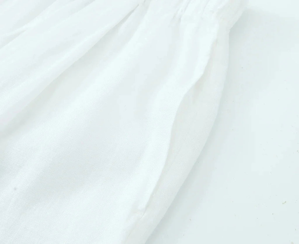 Foridol Cotton Linen White Long Pants Women Spring Summer Casual Wide Leg Pants Pantalones Elastic Waist Sash New Female Pants