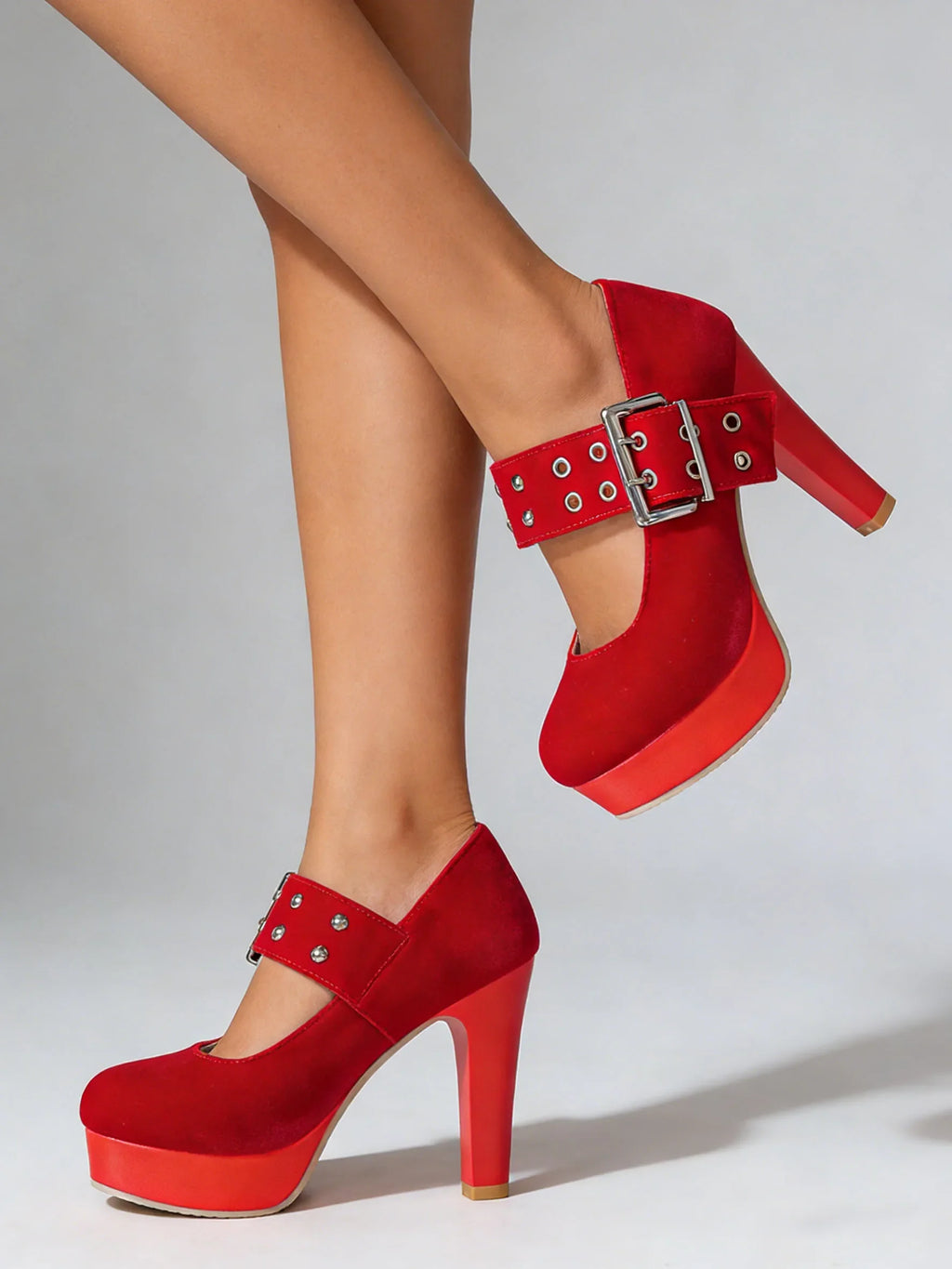 2026 Big Size 33-43 Retro Black Office Lady Buckle Strap Mary Janes Platform Pumps Elegant Red 10.5cm High Heels Shoes Women