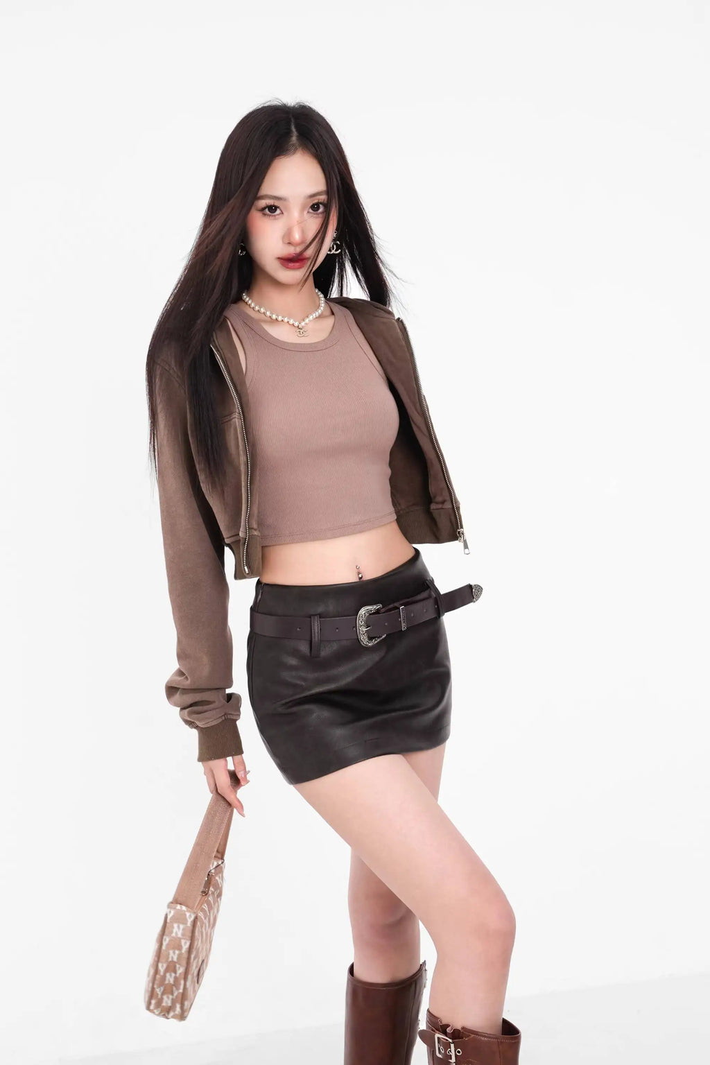 American A-line Half Length Skirt Spring/summer Small Spicy Girl High Waist Slim Fit Tight Sexy Shining Leather Short Skirt 3XQZ