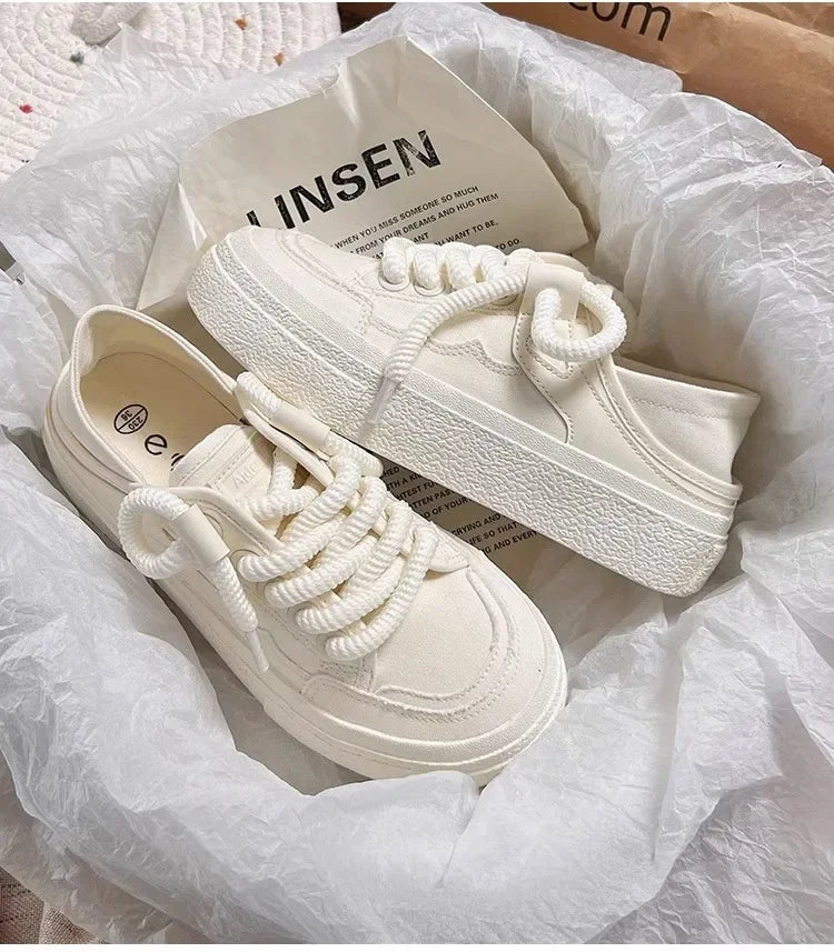 Women's Shoes White  New Canvas Shoes Breathable Comfortable Platform Outdoor Casual Sports Shoes Zapatillas De Mujer