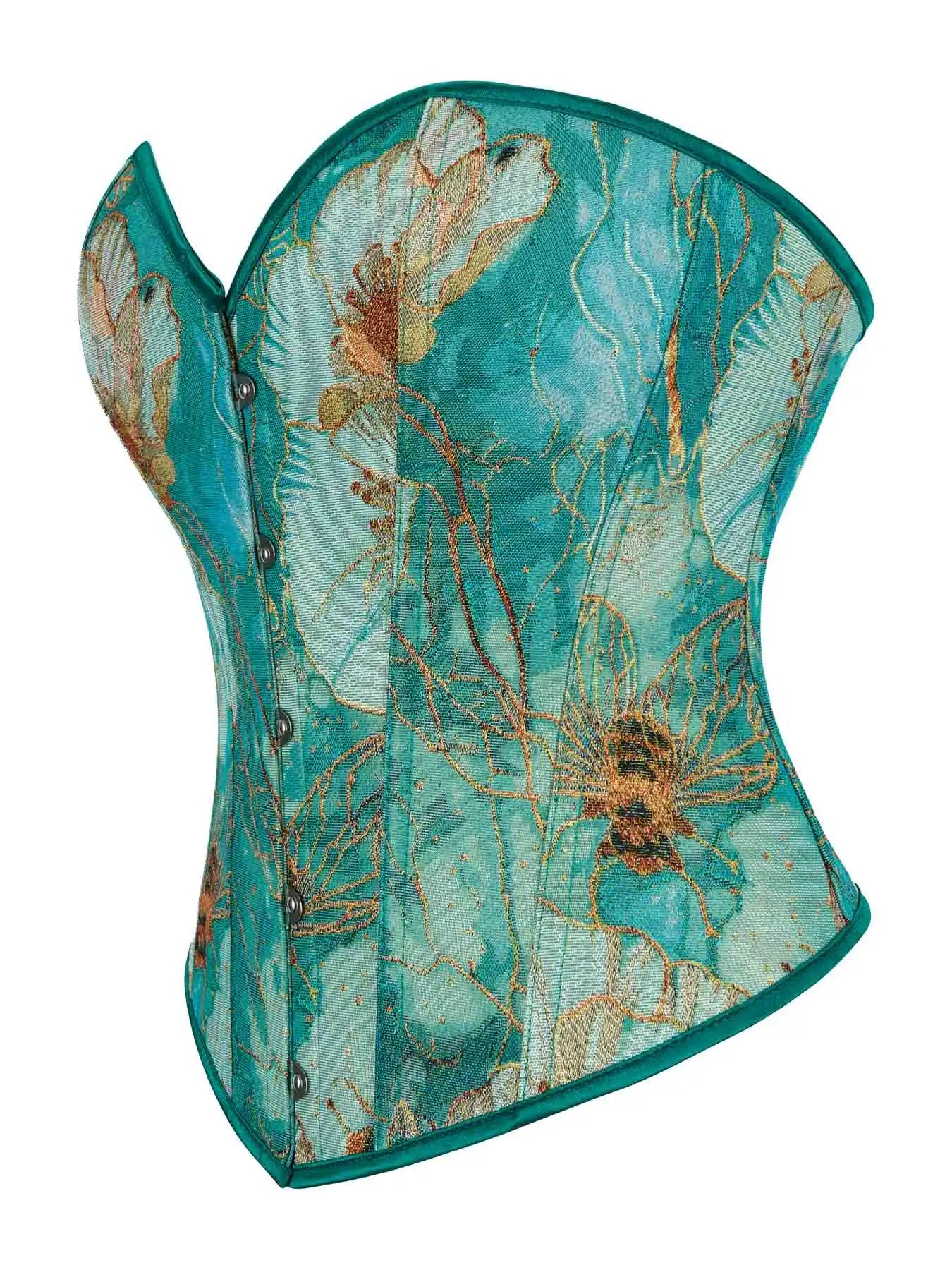 New court style corset corset corset green bee jacquard fabric slimming body shaping coat
