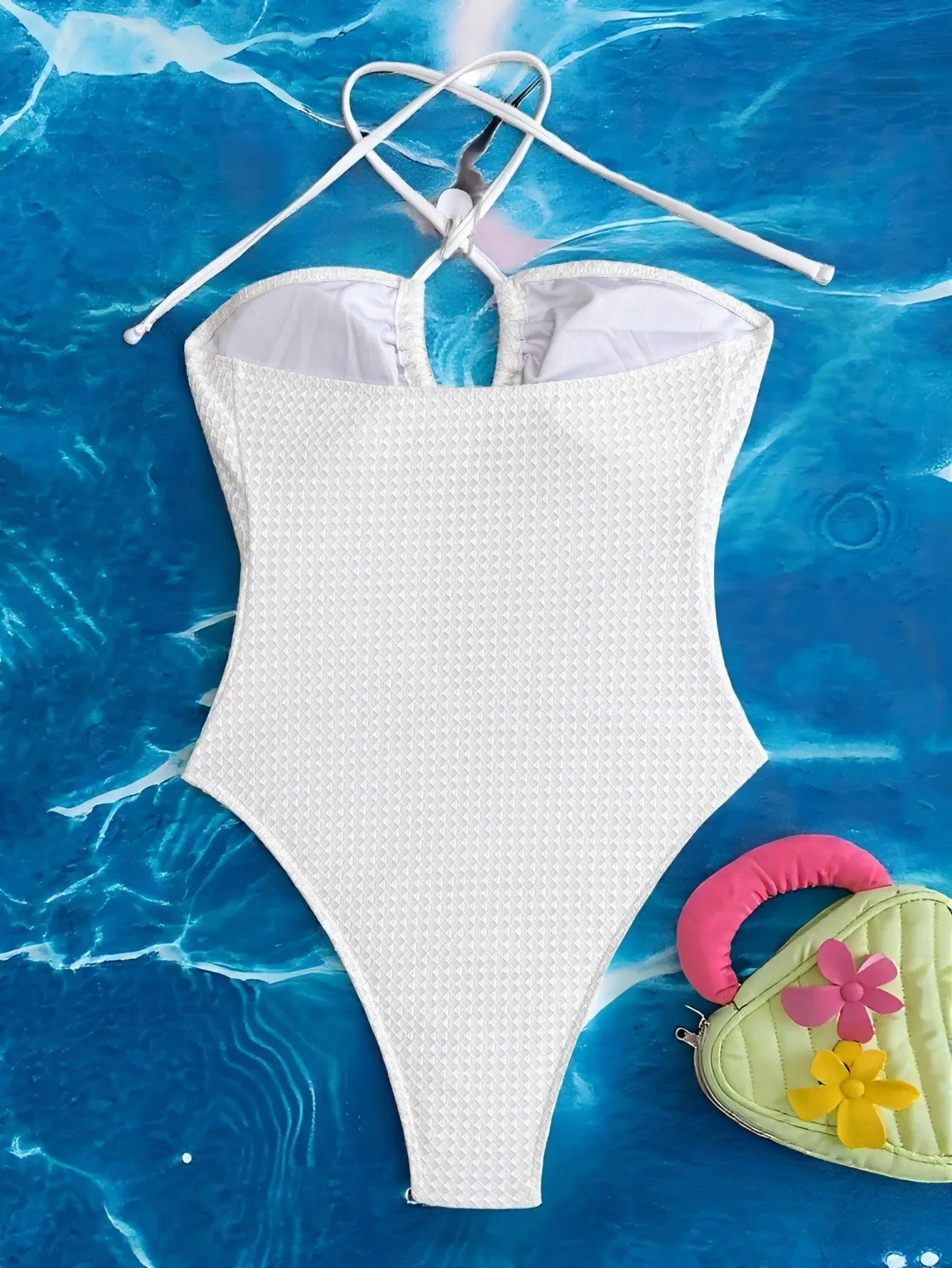 sexy hollow out halter swimsuit one piece high waist bikini swimwear bodysuits women biquini bathing suits tankini trikini