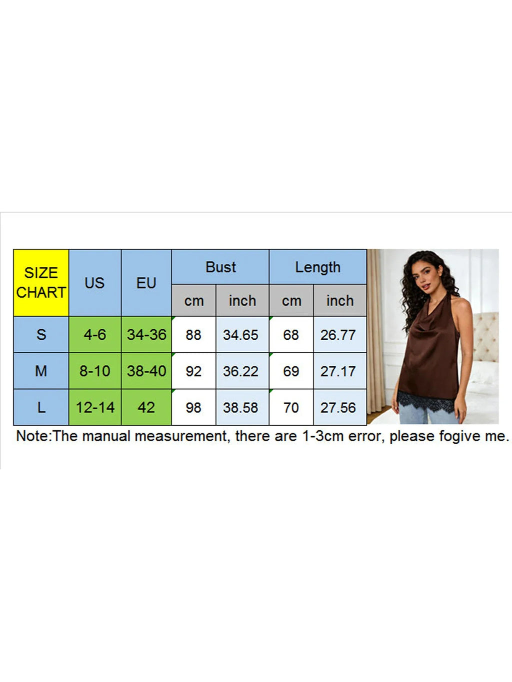 Women's Elegant Satin Tops Lace Trim Open Back Halter Low Cut Vest for Party Daily Casual Loose Fit Sleeveless Blouse