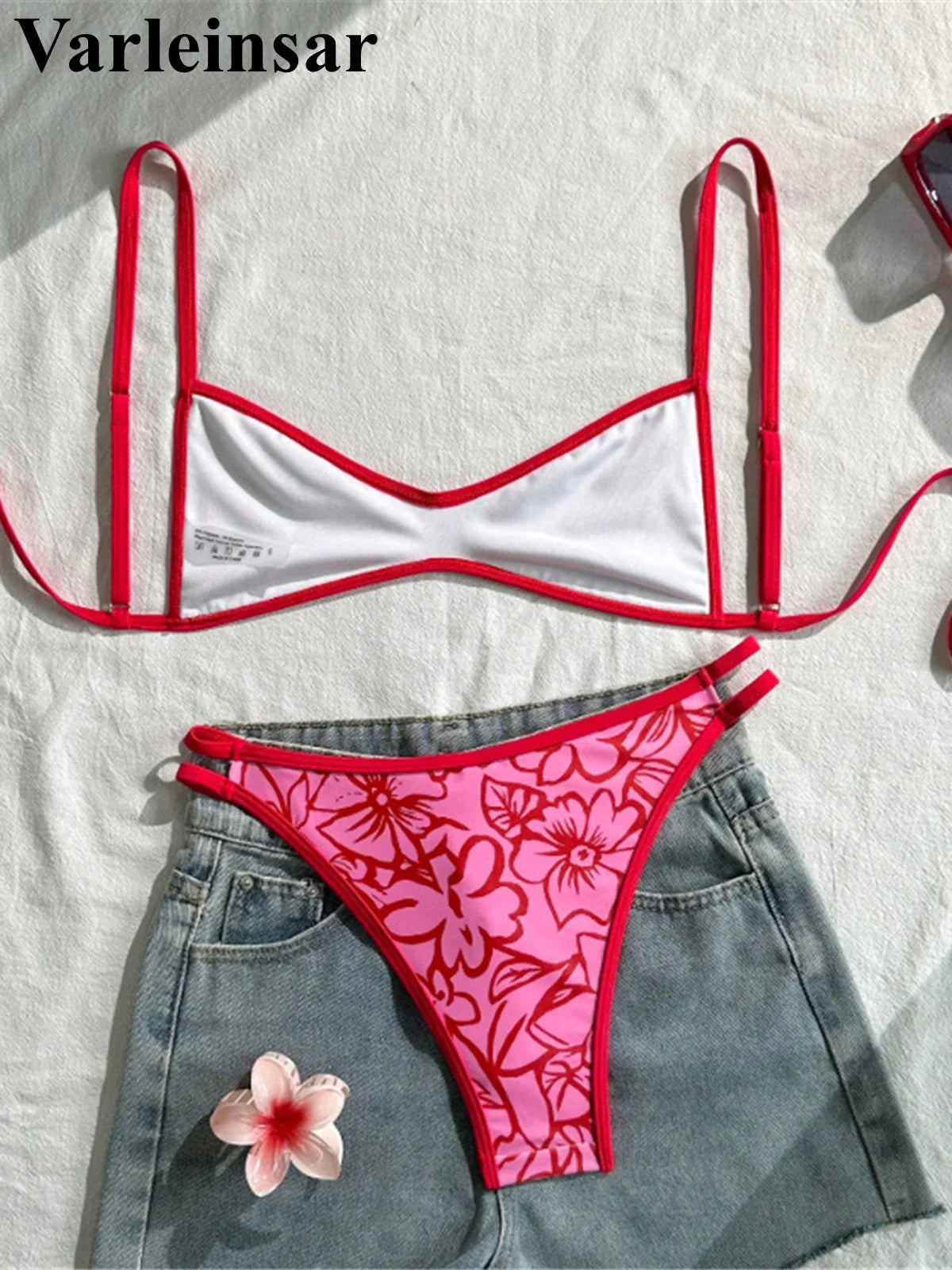 S - XL 2026 Sexy Printed High Leg Cut Bikini Female Swimsuit Women Swimwear Two-Pieces Bikini Set Bather Bathing Suit Swim V8037
