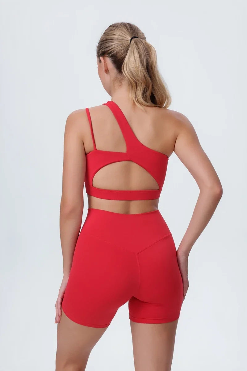 DIA FIT JOY Yoga Sports Bra Single Shoulder Irregular Strap Naked feel Sensation Beautiful Back Design Comfortable Breathable
