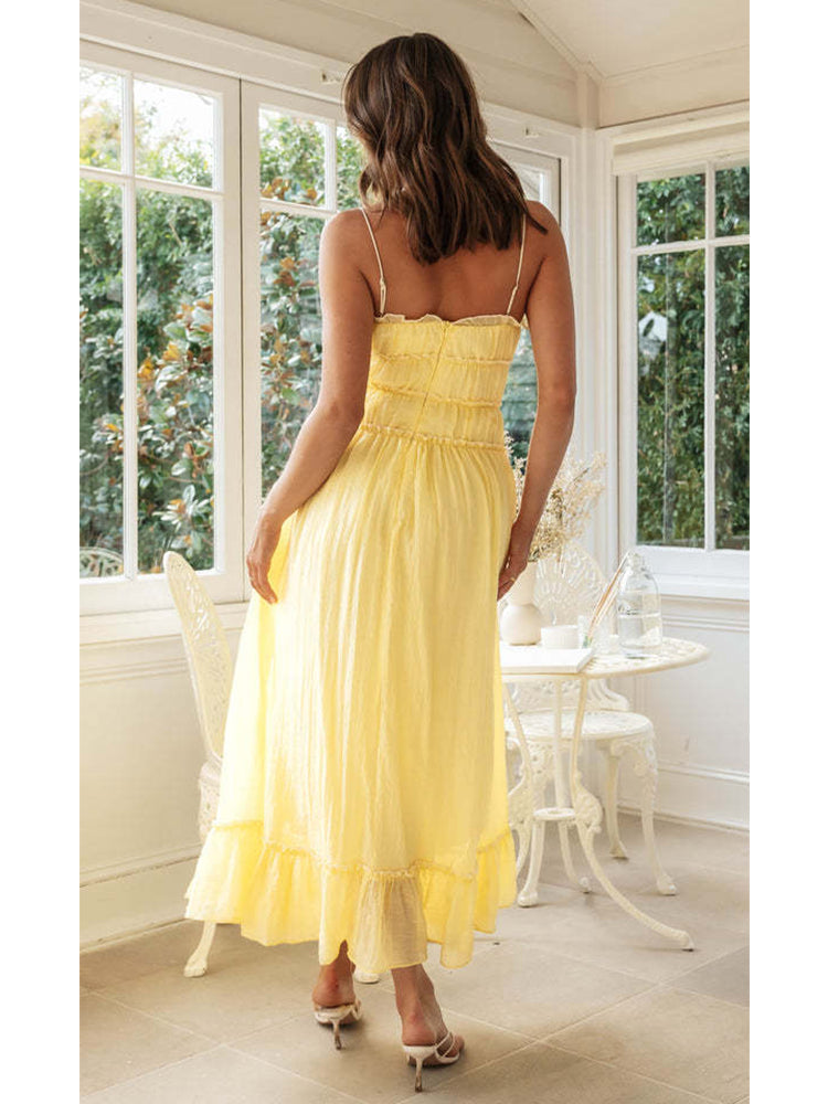 Foridol Spaghetti Strap White Sundress Flounced Edge Women's Dress Summer Beach Style Maxi Dress Bowknot Boho Vestidos 2025