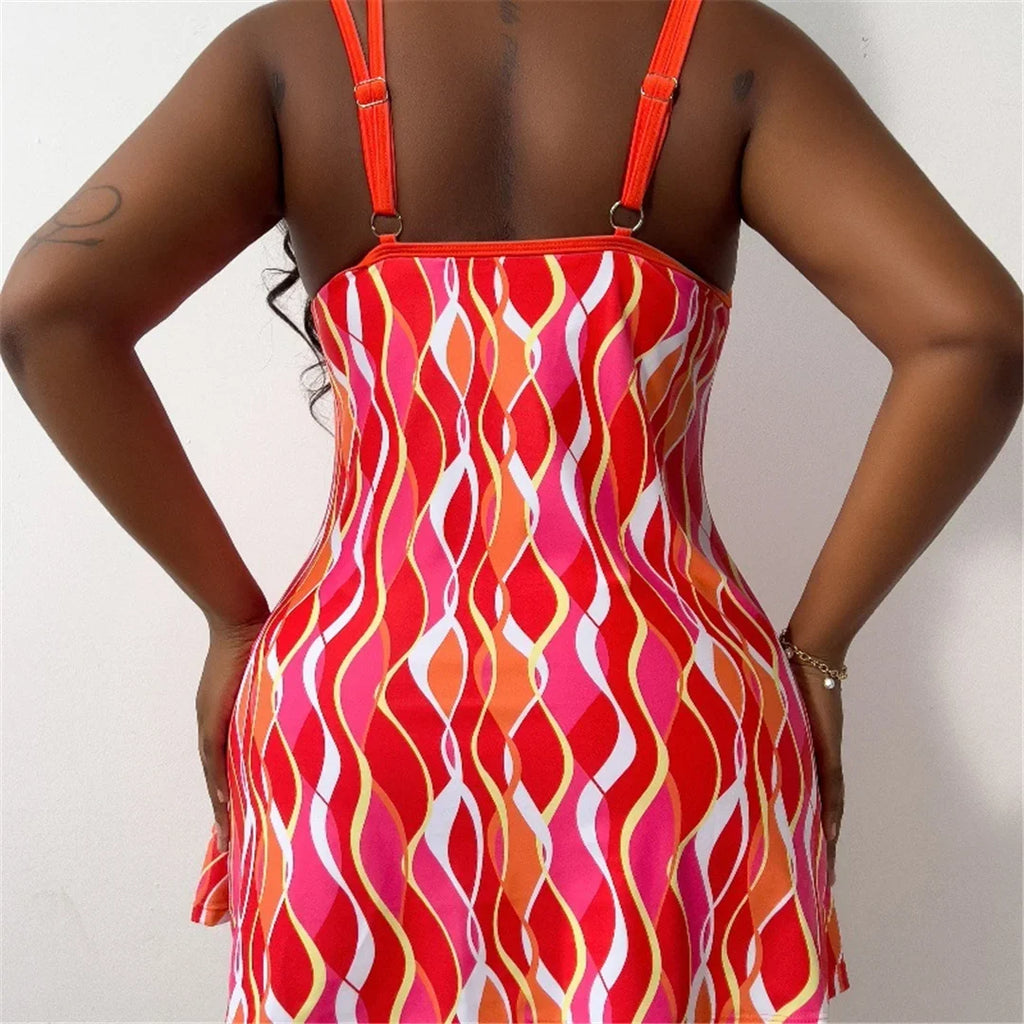 0XL - 4XL New Printed Bikini Large Size Swimwear Plus Size Women Swimsuit Female Two-pieces Bikini Set Bather Bathing Suit V5909