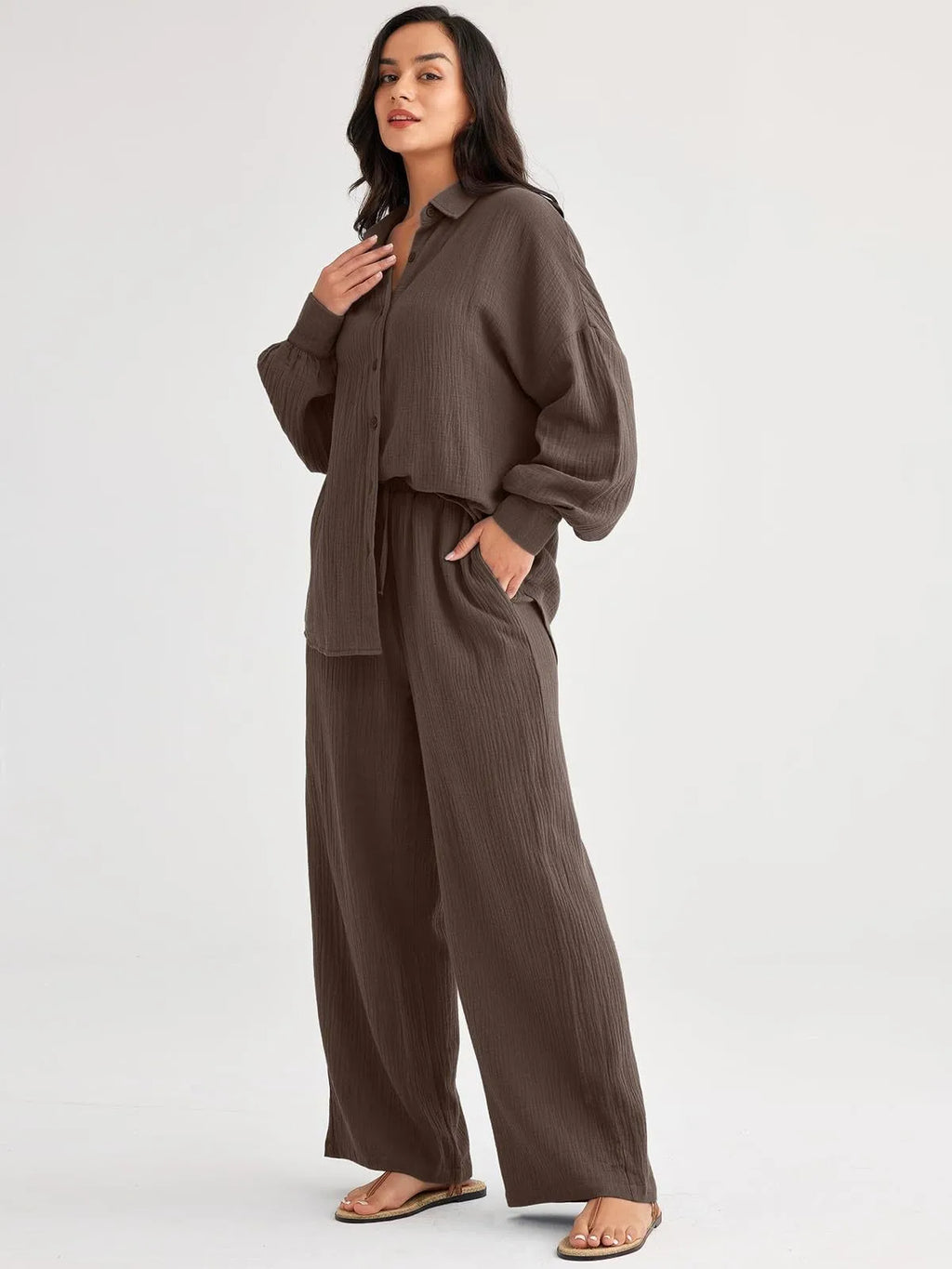 2026 Spring and Summer Casual Suit New Fashion Suit Loose Casual Top Wide Leg Pants Two-piece Set for Women