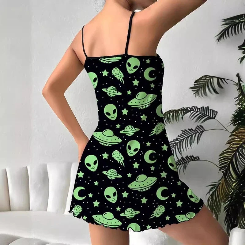 Sexy Leopard Print Nightgown With Spaghetti Strap Slip And Satin Fabric Breathable Comfy For Summer Sleepwear Dress Loungewear