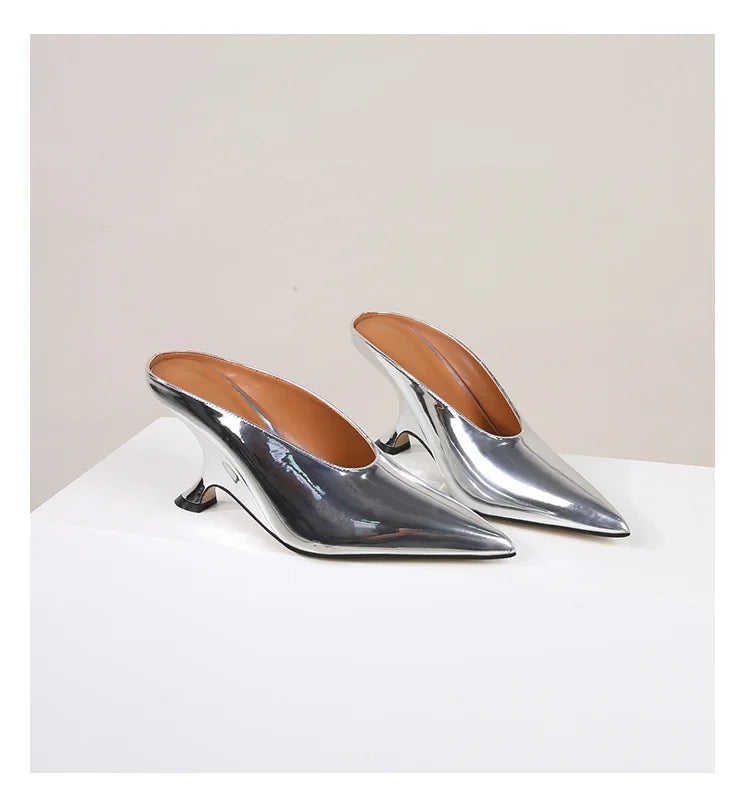 Design Fashion Platform Wedges High Heels Mule Women Slippers Concise Shallow Pointed Toe Party Dress Ladies Shoes 2026