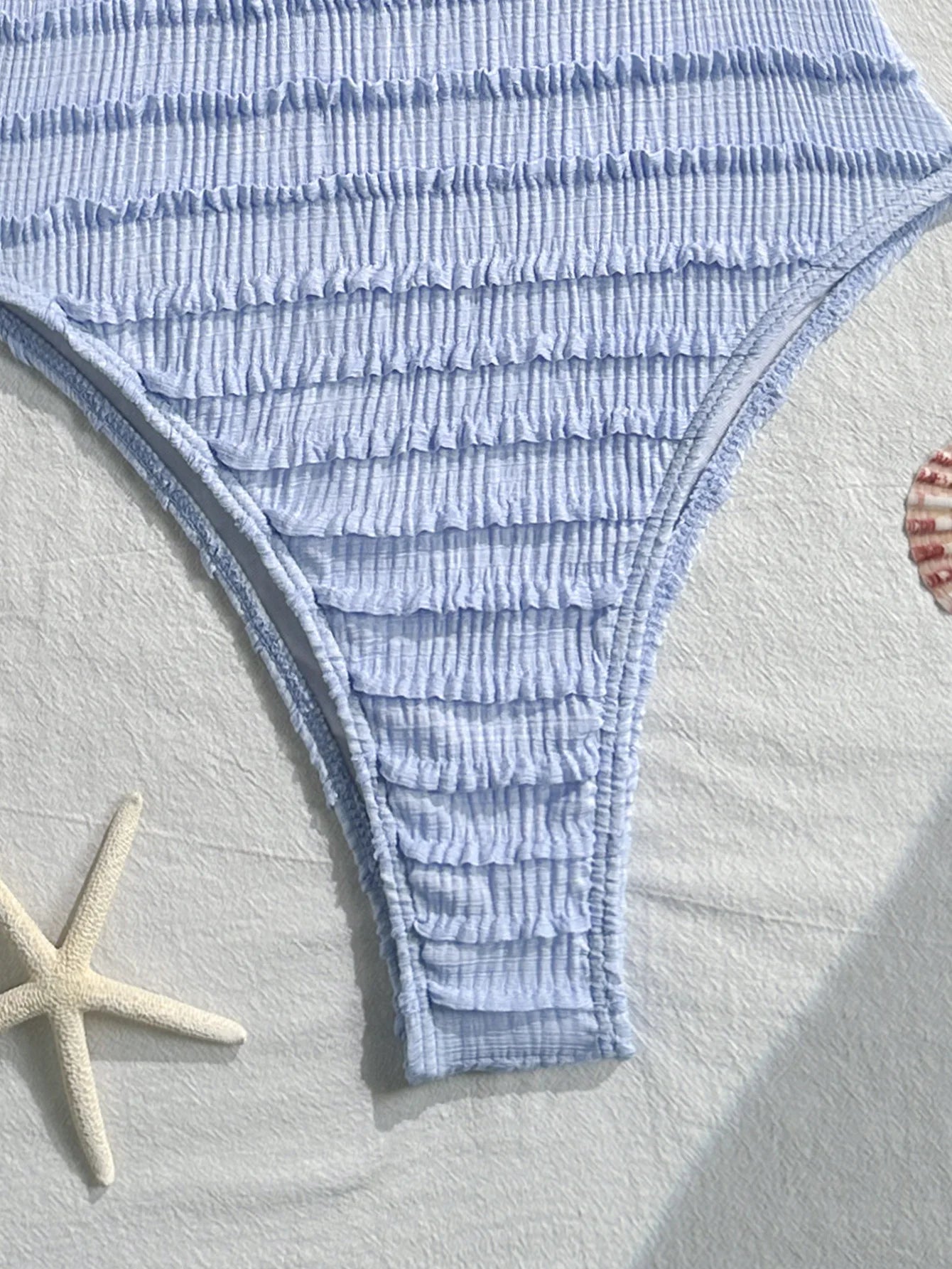 Sexy Holiday Swimwear Women 2026 Blue Sequin Starfish V Neck Hollow Out Backless Tummy Control Bathing Suit One Piece Swimsuit