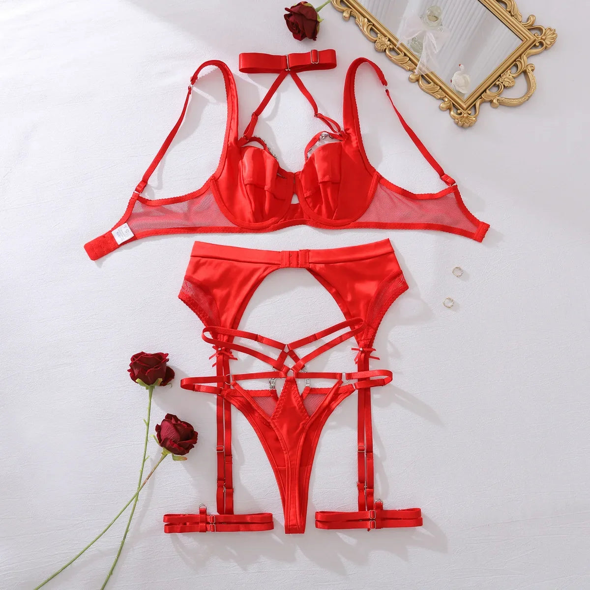 Women's sexy lingerie split set, sexy bra, comfortable and breathable see-through set