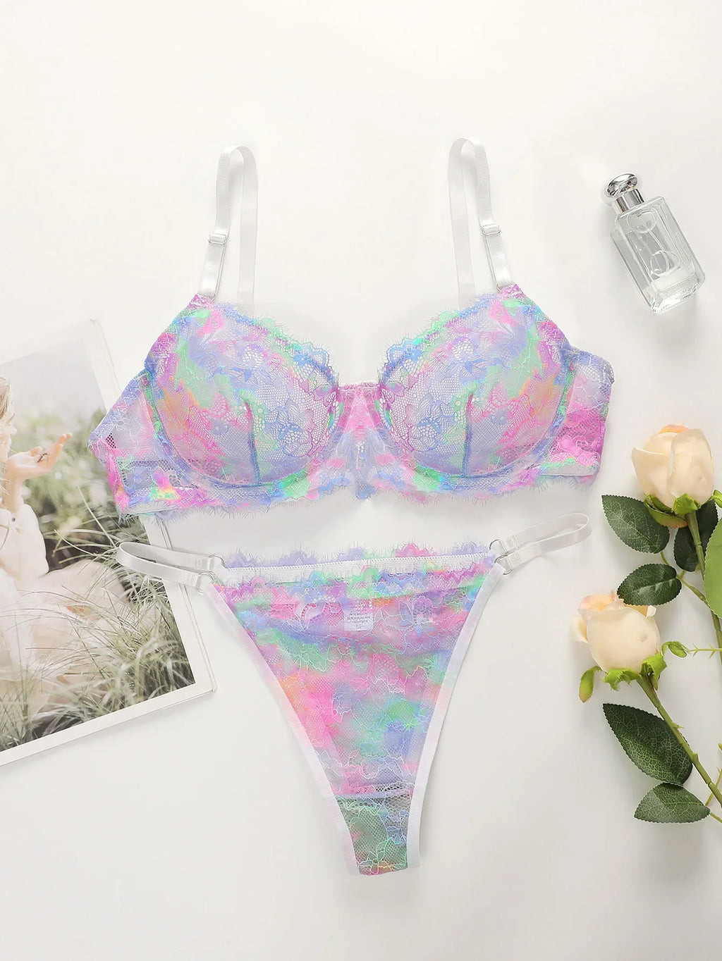 High Quality New Women's Underwear Beautiful Colored Bra Super Thin Lace Ladies underwear set Sexy Lingerie YS024