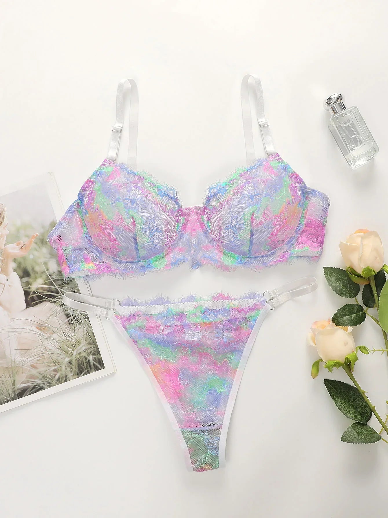 High Quality New Women's Underwear Beautiful Colored Bra Super Thin Lace Ladies underwear set Sexy Lingerie YS024