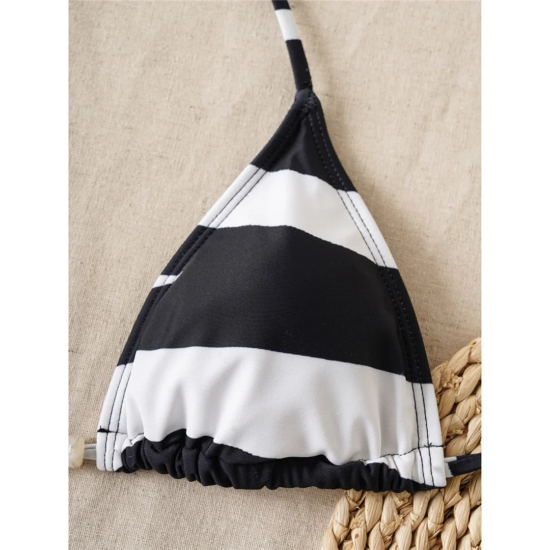 XS - L Sexy Zebra Halter High Leg Cut Bikini Women Swimwear Female Swimsuit Two-Pieces Bikini Set Bather Bathing Suit Swim V6799