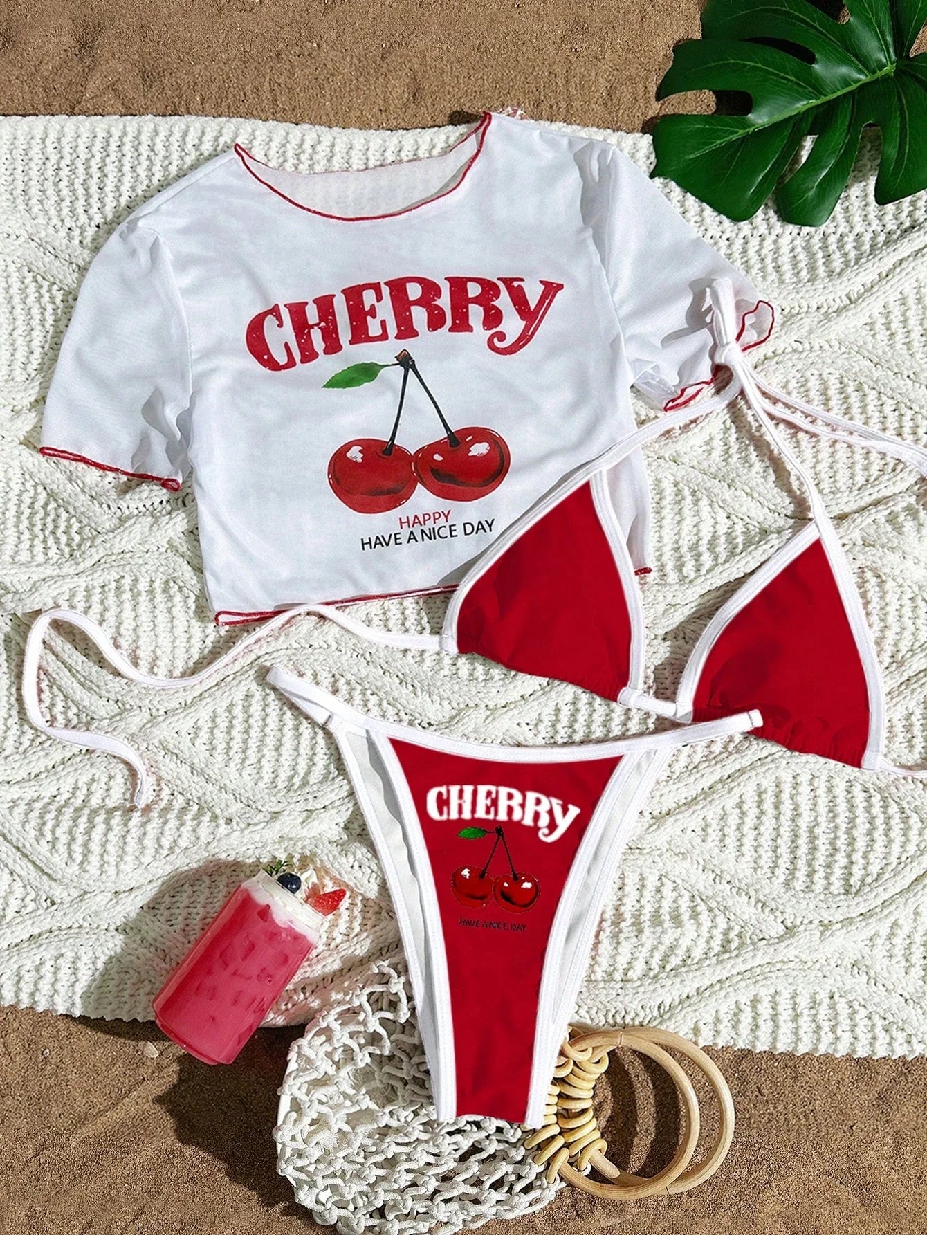3 Pieces Brazilian Thong Bikinis 2026 Women Trikini Swimwear Female Halter Triangle Swimsuit & Tops Bathing Swimming Swim Suit