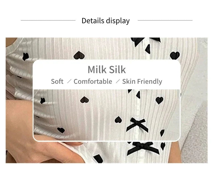 2-Piece Women's Sexy Transparent Mesh Lace Set with Ribbed Printed Strap Top and Pants Home Clothes Pajama Set