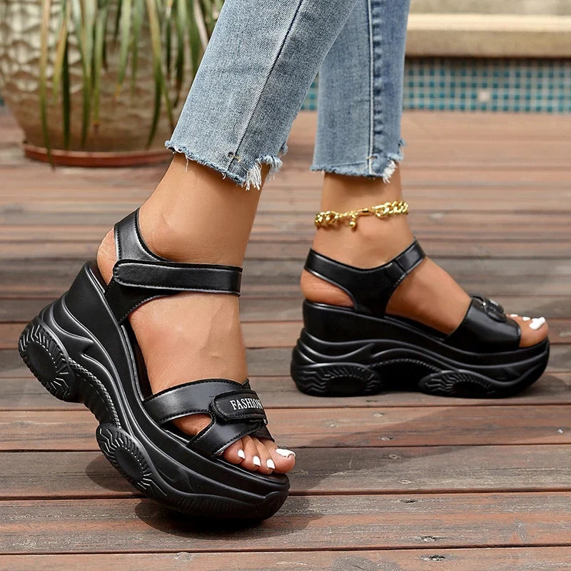 2026 Chunky Platform Sport Sandals Women Hook Loop Wedge Heel Summer Sandals Woman Comfy Non Slip Thick Sole Sandalias Mujer