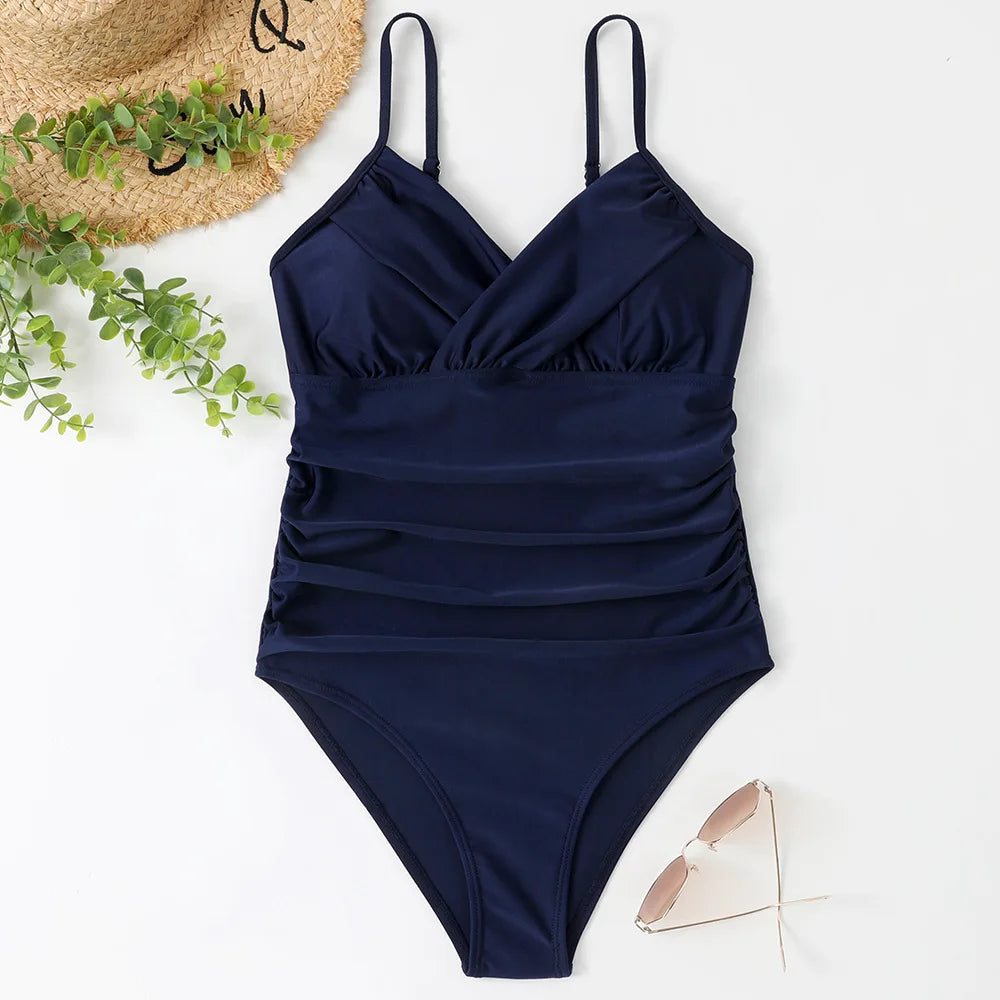 S - XXL Sexy Wrinkled One Piece Swimsuit Women Swimwear Female Monokini Swimsuits 2025 Bathing Suit Swim Beach Wear Bodysuit