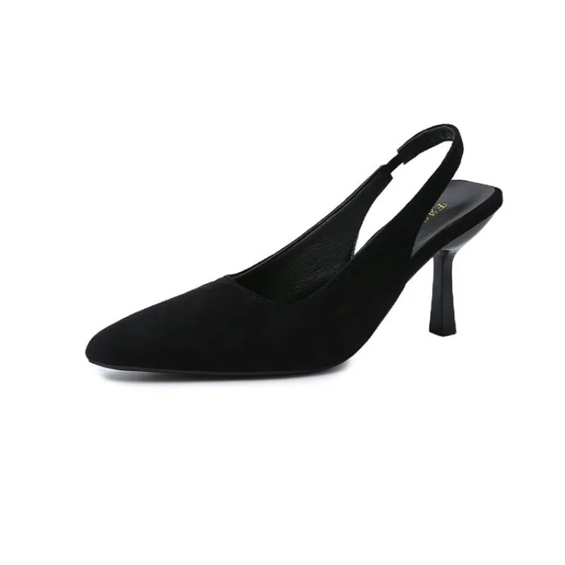 2026 Summer Sandals Women Fashion Pointy Shallow Mouth  Back Air Anti-slip Wear Heels