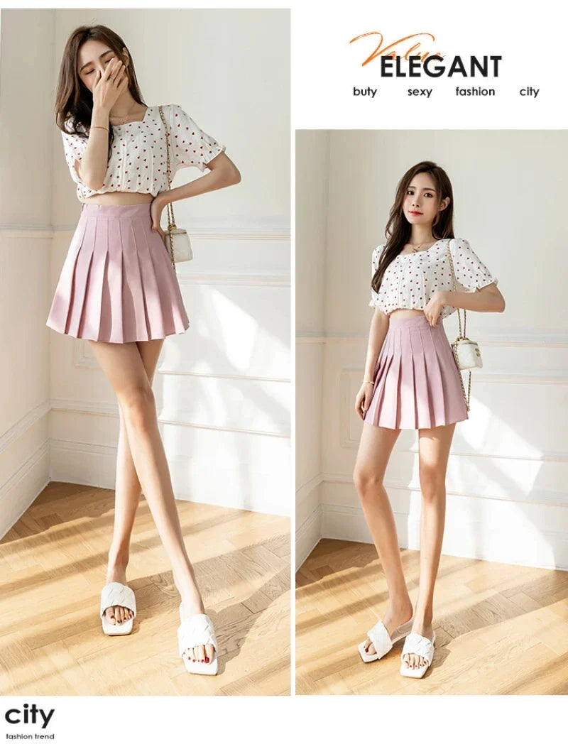 White Women Pleated Skirts Summer High Waist Zipper Girls Dancing JK Mini Skirts Black Fashion Student A Line Faldas 2024
