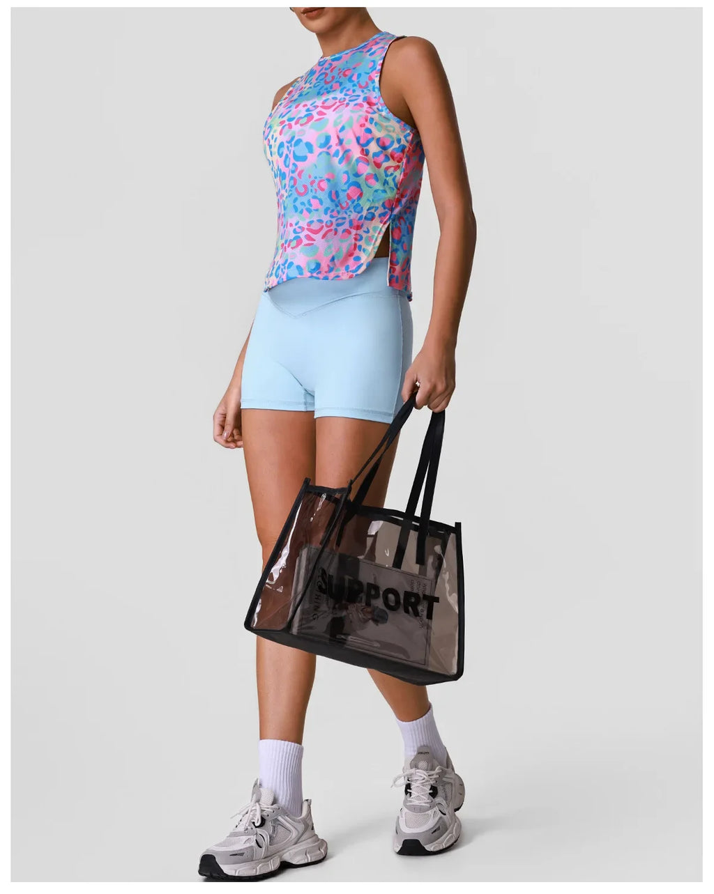 Sports Training Fitness Set Women Summer Ice Tie Dye Gradient Floral T Shirts High Elasticity Hip Lifting Shorts Yoga Sets