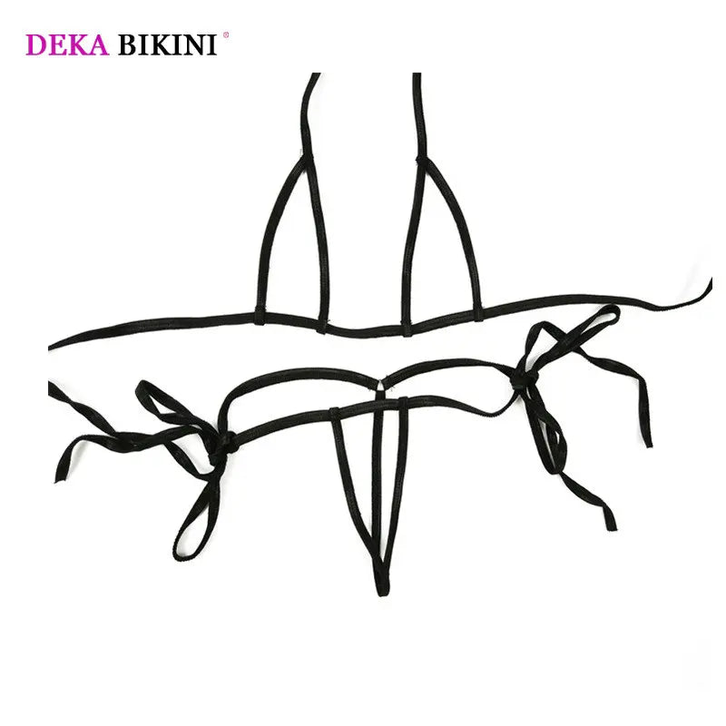 DEKA Women's Mini Micro Exotic Bikini Hot Sexy Bandage Bra + G-Strings Thong Open Crotch Erotic Lingerie Underwear Swimsuit Sets