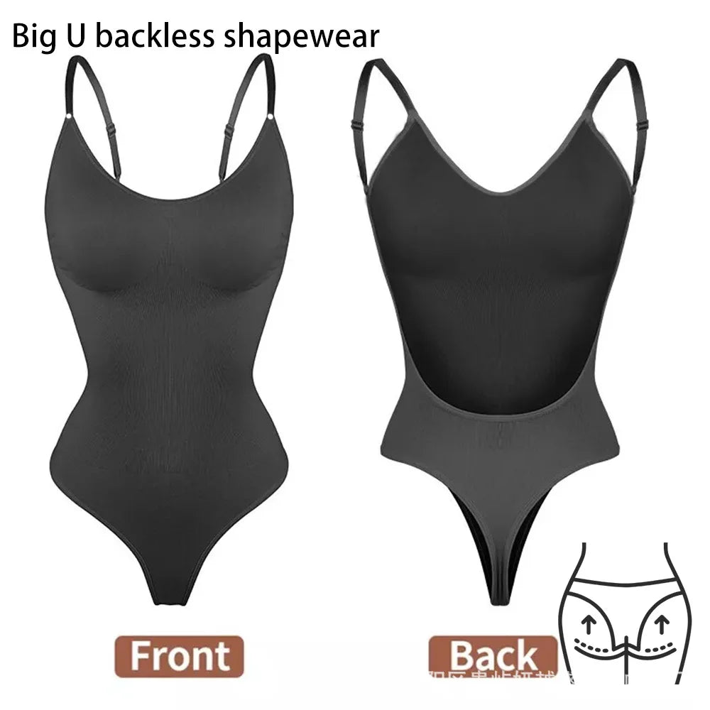 Phantasy Backless Shapewear Thong Bodysuits Sexy Women's Clothing Casual Tops Seamless Bodycon for Women Seamless Bodysuit