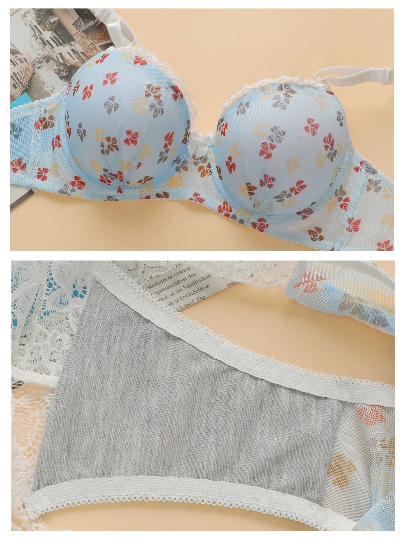 2-piece pull up bra rural style floral retro lace lingerie set braissere women underwear spring and summer new products A3155