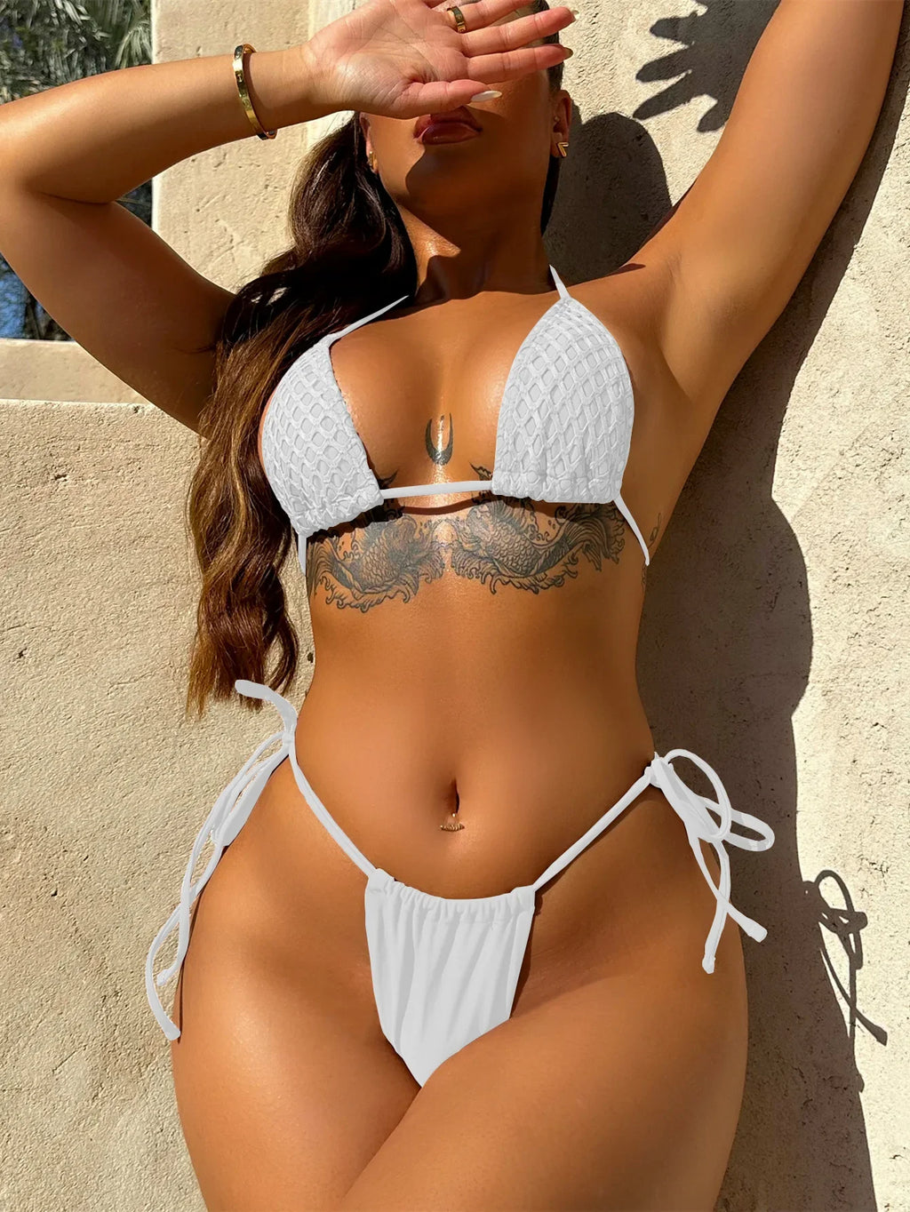 DEKA Tie Side Mini Micro Bikini Set With Skirt Halter Female G-String Thong Swimsuit Women Swimwear Bather Bathing Suit Swim
