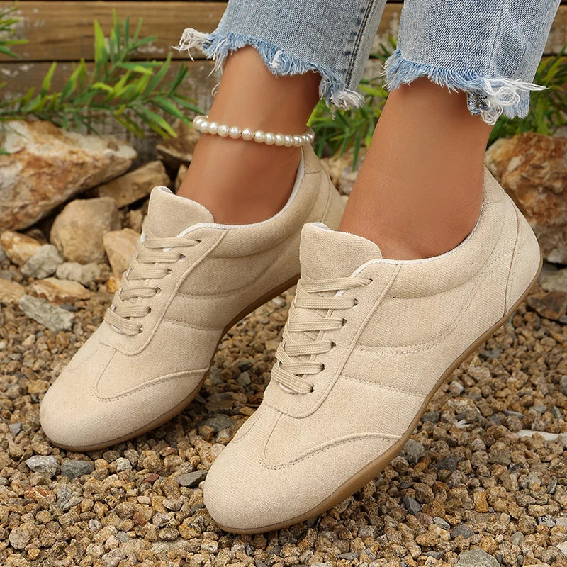 Comfortable Soft Sole Sneakers Women Plus Size 42 Faux Suede Lace Up Casual Shoes Woman 2026 Autumn Non Slip Sport Flats Female