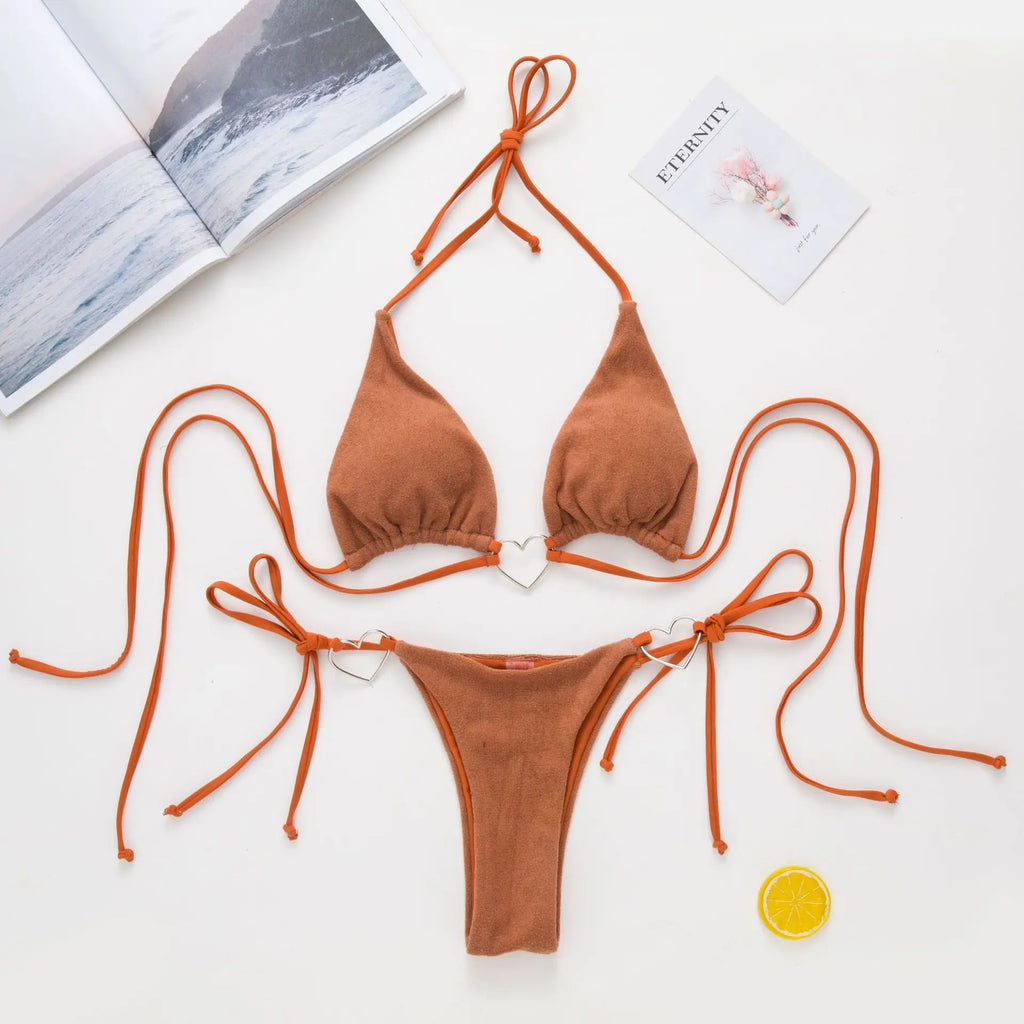 DEKA Brazilian Cross Bandage Bikini Set Women Lover Swimsuit Halter Swimwear Push Up Bikini Beachwear Sexy Bathing Suit