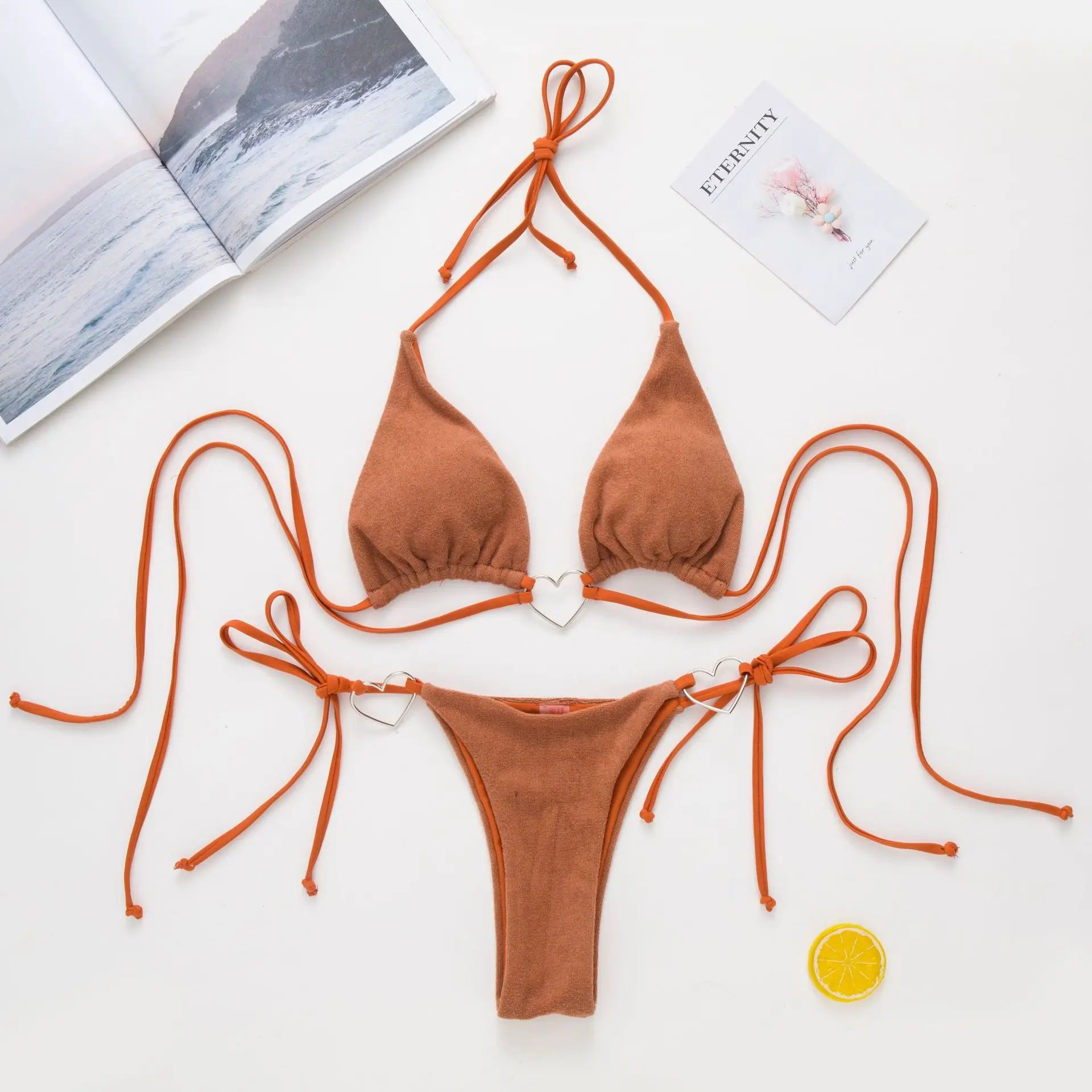 DEKA Brazilian Cross Bandage Bikini Set Women Lover Swimsuit Halter Swimwear Push Up Bikini Beachwear Sexy Bathing Suit