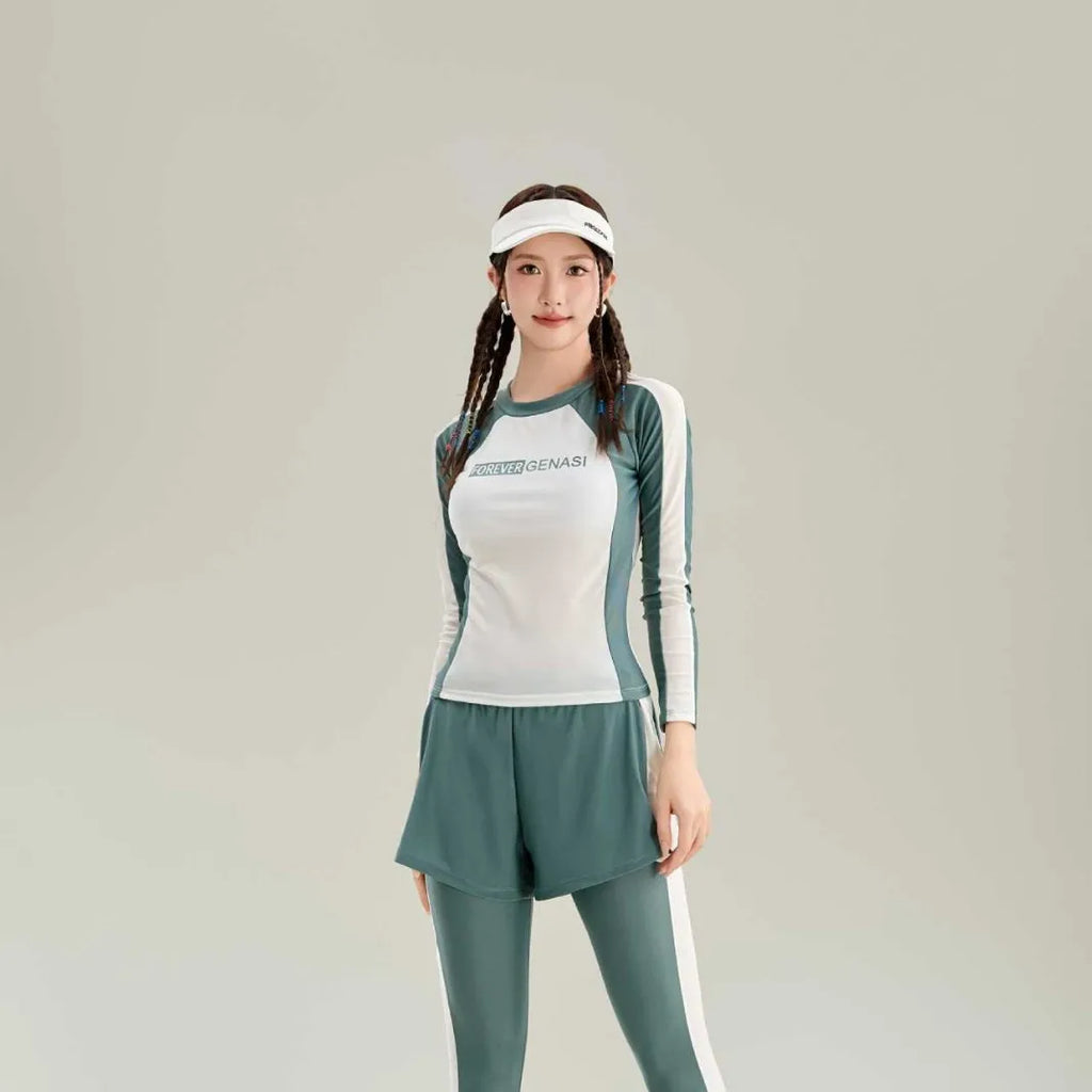 New Swimsuit with High-end Feel Sports Split Two-piece Set, Conservative Slimming, Flat Corner Pants, Hot Spring Swimsuit