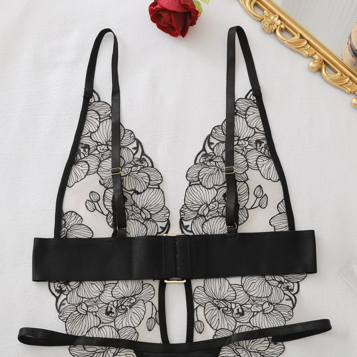 Sexy One Piece Bodysuit Lace Hollow Out Jumpsuit Women Erotic Lingerie