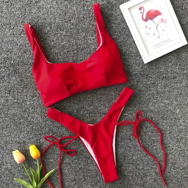 2026 High Cut Micro Thong Bikini Female Thong Bikinis Swimsuit Women Swimwear Two-pieces Bikini Set Brazilian Bathing Suit Swim